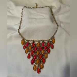 Francesca's Gold Necklace with Red, Pink, and Orange Accents